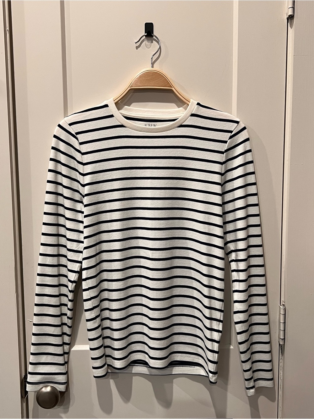J. Crew White and Blue Striped Long-Sleeve Tee..Brand New!!! Never worn.